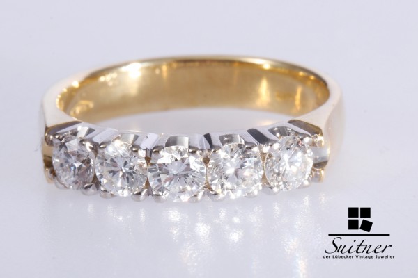 wertvoller Brillant Ring mit ca. 0,92ct 750 Gold Gr. 55 Memoryring