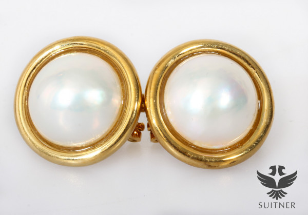 Wempe Ohrstecker Gold Juwelier tolle Vintage mit | aus Suitner - 750 Mabe Klassiker Perlen Dennis Schmuck Ohrclip | Lübecker Ohrschmuck | der