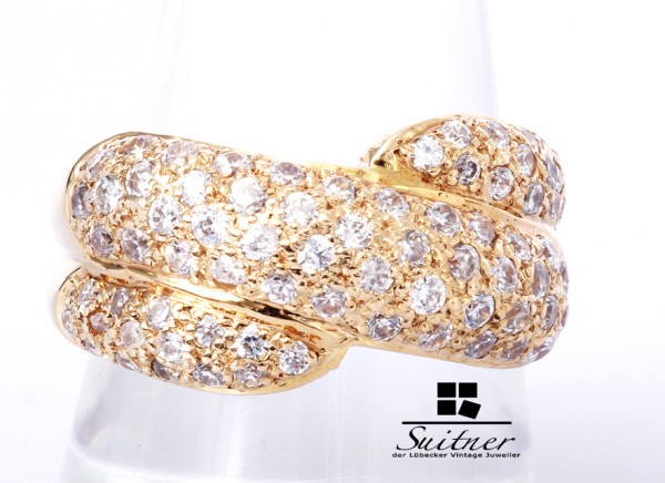 moderner Ring mit 74 Brillanten 585 Gold Pavee Luxus pur