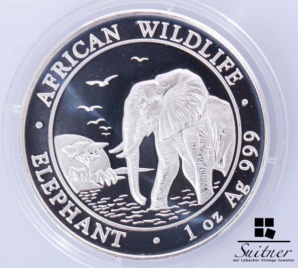 Somalia 2010 - 1 Unze Feinsilber in Kapsel Elefant Silber Ounce OZ