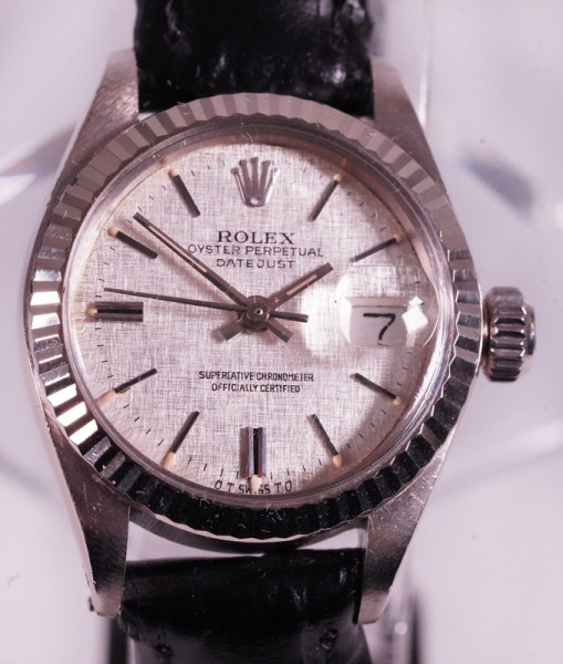 Rolex Lady Datejust Ref. 6917 aus 750 Weißgold Linen Sigma Dial 1973