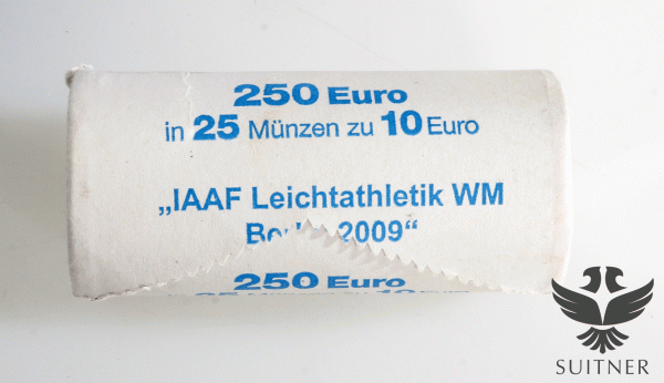 25 x 10 Euro - IAAF Leichtathletik WM Berlin 2009 - Silber / Sterlingsilber / 1 Rolle OVP