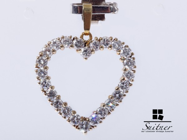 hochwertiger Brillant Anhänger Herz ca. 1,20 ct. 585 Gold Heart Diamonds