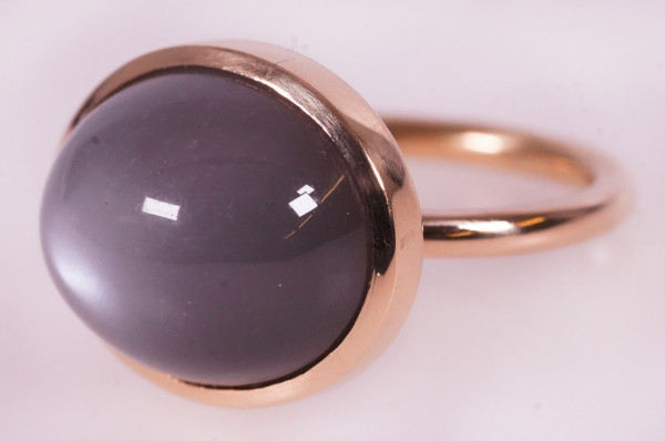 Unikat Ring aus 750 Gold mit 16,21ct. Cashmir Mondstein Grey Cabochon