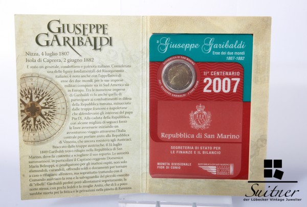 San Marino 2,- Euro 2007 R Garibaldi Originalverpackung Münze Blister