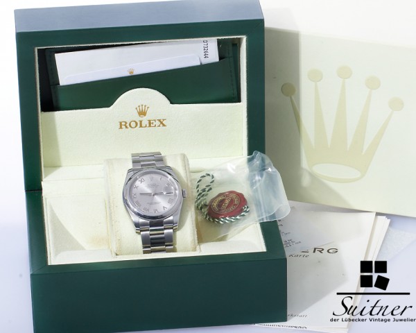 Rolex Datejust 36 Ref. 116200 Roman Silver mit Box Papieren LC100