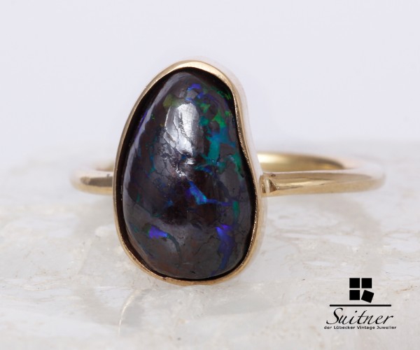hochwertiger Ring aus 585 Gold mit tollem Boulder Opal Gr. 53