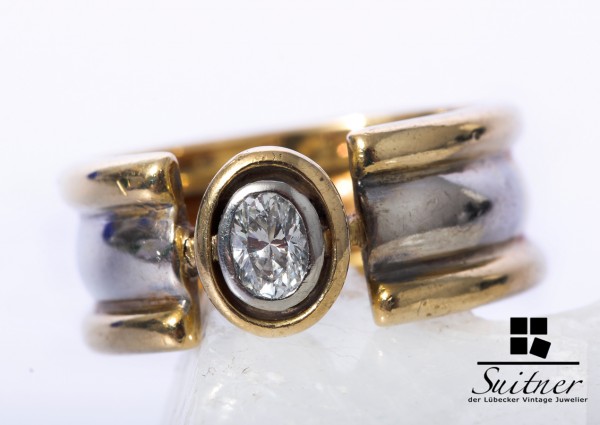 wertvoller Diamant Ring 750 Gold Weißgold Gr. 55 ovaler Brillant RAR