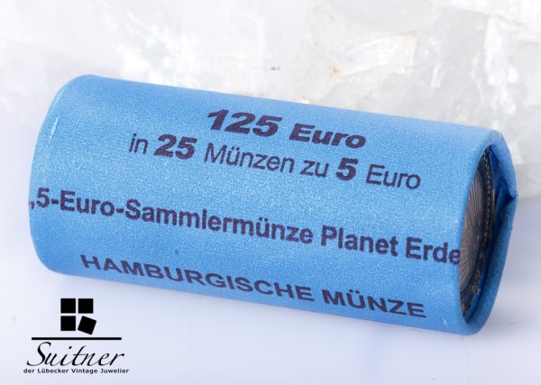 5 Euro Rolle Planet Erde 2016 - J - Hamburg 25 Stück bankenfrisch