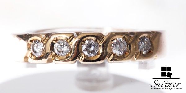 prachtvoller Ring aus 585 Gold Allianz 5 Brillanten - Memory Memoire