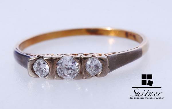 antiker Diamant Ring 585 Gold Gr. 55 Jugendstil - filigrane Handarbeit