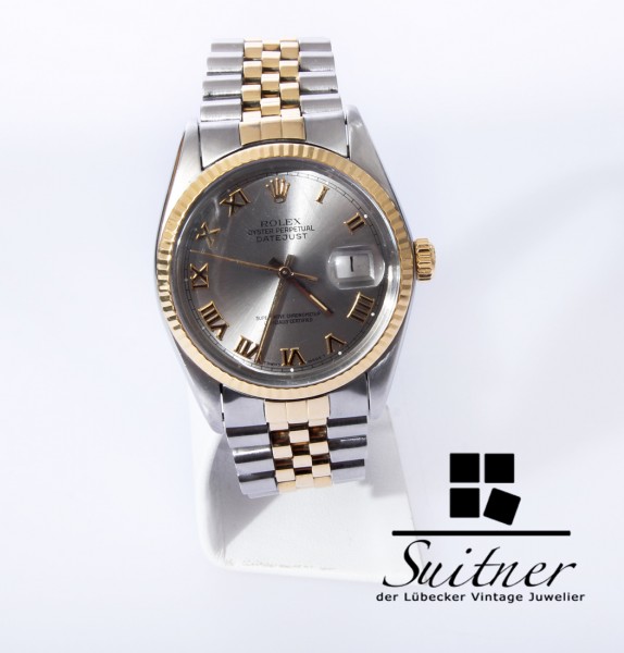 Rolex Datejust 16013 von 1978 Stahl Gold mit Box Roman Silver Dial