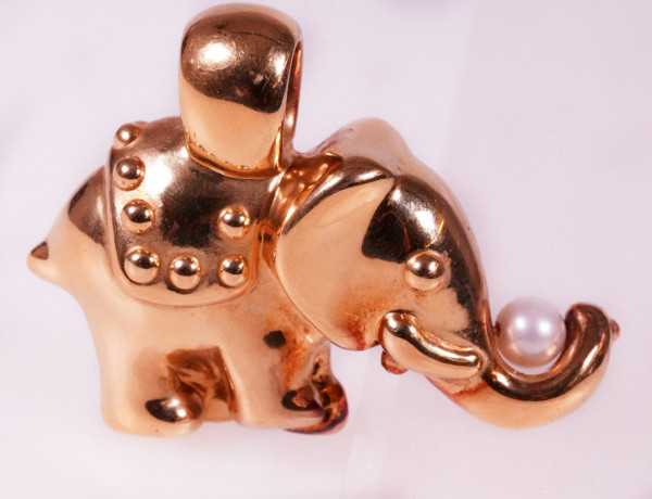 FOPE XL Unikat Anhänger Elefant 750 Gold mit Perle