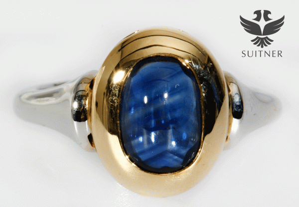 Royal blauer 2,24ct. Saphir Cabochon Ring 750 Gold Unikat RG 54 Kornblumen