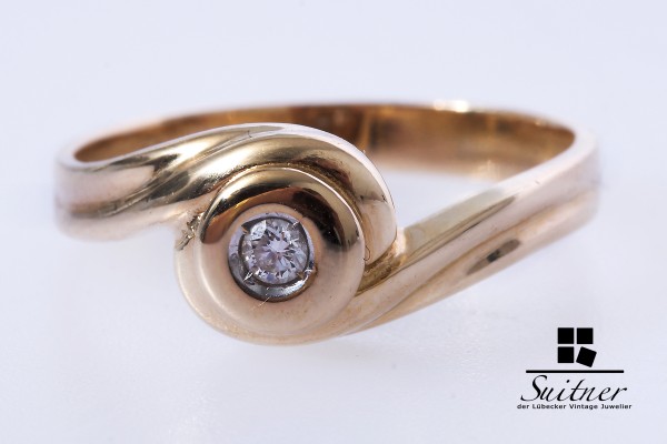 moderner Solitär Ring mit Brillant aus 585 Gold Gr. 58 rundes Design