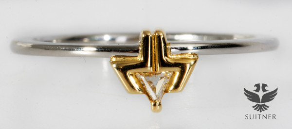 Design Ring 750 Gold Triangel Diamant Gr. 53 Weißgold Unikat