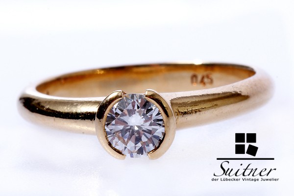 moderner Brillant Ring mit 0,45ct in 750 Gold Gr. 54 Top Wesselton Spannring