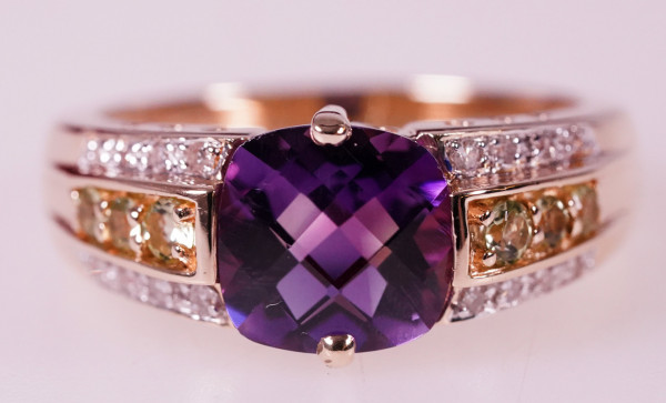 Harry Ivens Juwelen Ring aus Gold mit Amethyst und Farbsteinen Gr. 59