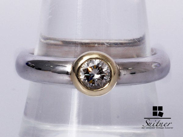 Massiver 585 Weißgold Ring mit Solitäre Brillant Gr. 57