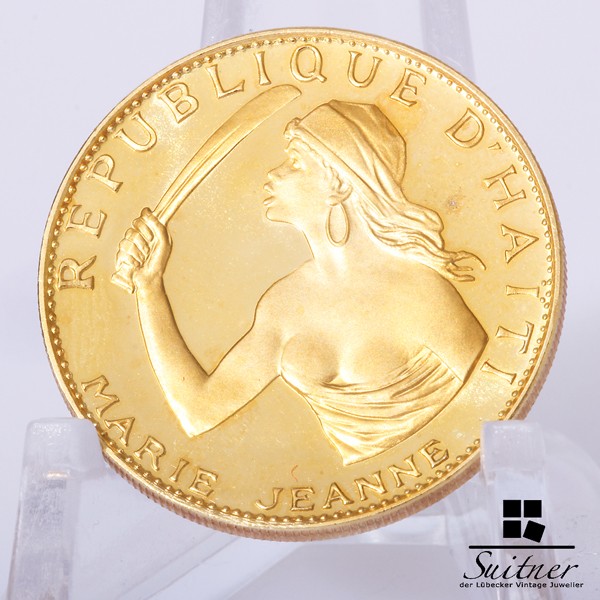 100 Gourdes Haiti 900 Gold Marie Jeanne 1967 sehr Selten
