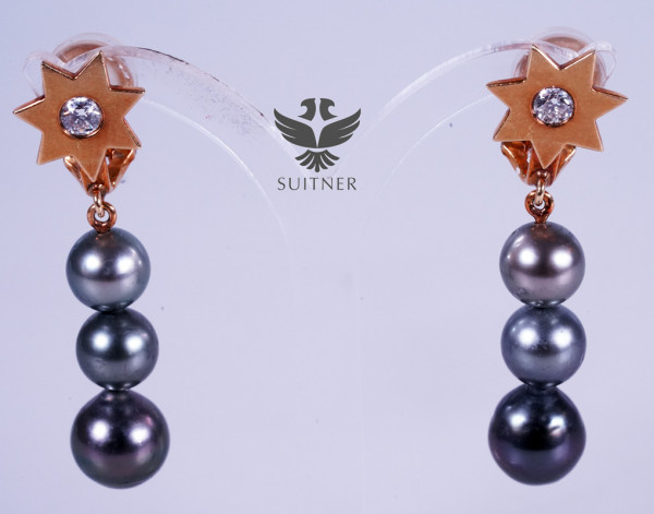 Unikat Tahiti Perlen Stern Clips mit Brillanten ca. 0,40ct aus 750 Gold