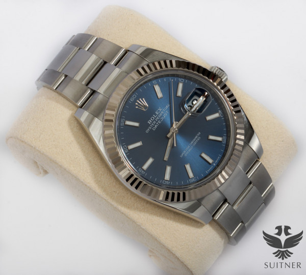 Rolex Datejust 41 - Stahl/Weißgold Ref. 126334 LC100 2020 neuwertig FullSet Blau