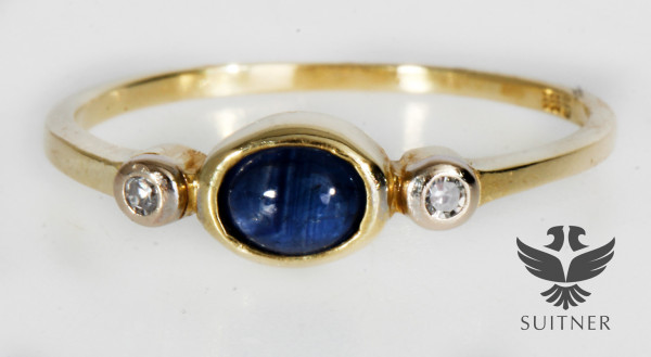 wunderschöner Saphir Diamant Ring 585 Gold Gr. 52 Kornblumen Blau