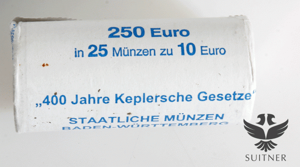25 x 10 Euro - 400 Jahre Keplersche Gesetze - Silber / Sterlingsilber / 1 Rolle OVP