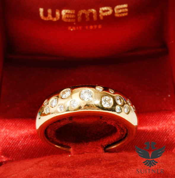 Wempe Ring 750 Gold mit 15 Brillanten - Sternenhimmel Neuwertig RG 58