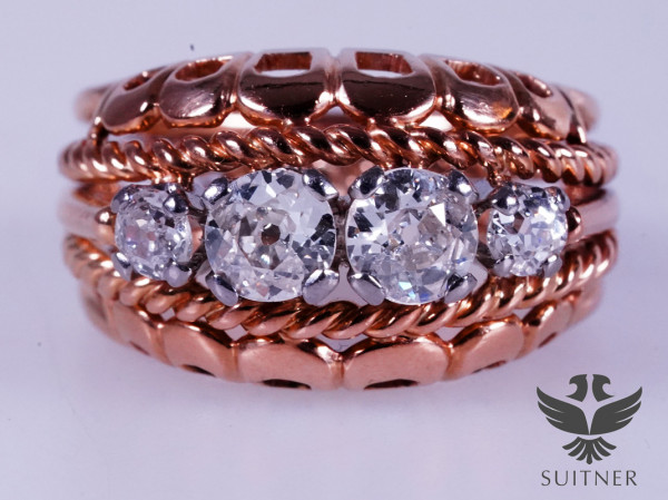 antiker 1,20ct. Diamant Ring Altschliff 750 Roségold Gold Handarbeit Unikat um 1880