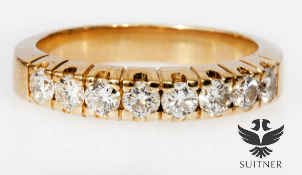 1,00ct. Halb - Memorie Ring aus 585 Gold mit großen Brillanten Gr. 59