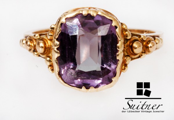 Antiker Amethyst Ring 585 Roségold Gr. 56