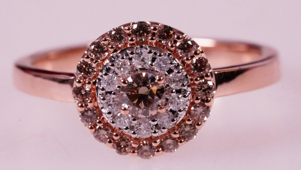 moderner Cluster Ring aus 585 Roségold mit Diamanten Gr. 59 Fancy Brillanten