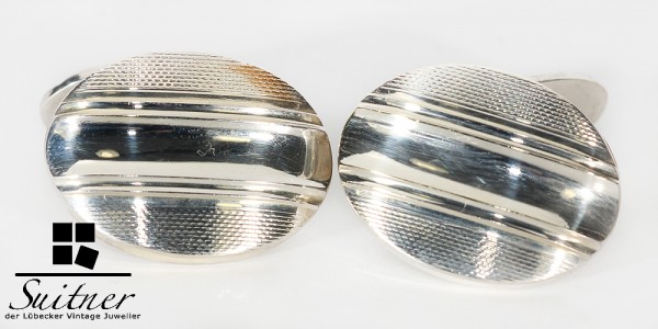 Art Deco Manschettenknöpfe aus 835 Silber Gold ovales Design NOS Cuff Links