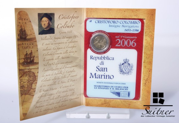 San Marino 2,-€ 2006 Christoph Colombo Originalverpackung Euro in Blister