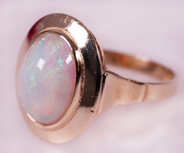 großer Design 7,00ct. Opal Ring aus 585 Gold ovaler Luxus Gr. 59