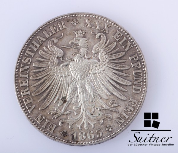 selten Frankfurt 1865 Vereinsthaler ein Pfund Fein SS / SZ Thaler