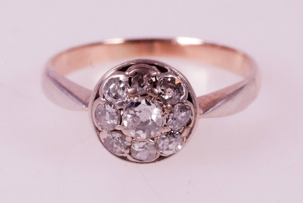 antiker 1,17ct. Diamant Ring Altschliff in 585 Gold Gr. 57 Vintage Luxus