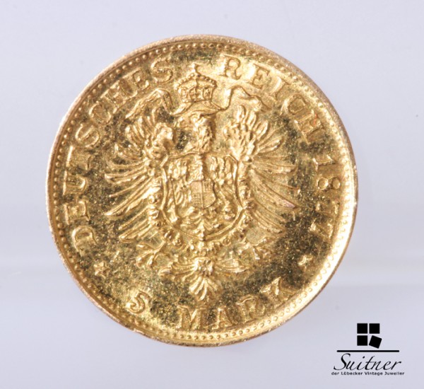 5 Mark Stück Deutsches Reich Gold 1877 A Kaiser Wilhelm