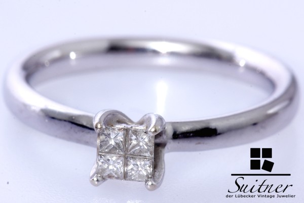 Verlobungsring Diamant Ring Princess Cut 585 Weißgold Gr. 57,5