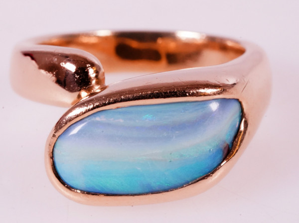 wertvoller 10,6ct Türkiser Boulder Opal Ring 750 Gold spektakuläre Farbe Größe 59