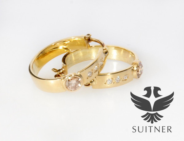 Unikat Ohrringe aus 585 Gold mit 0,50ct. Brillanten Fancy Diamanten Creolen