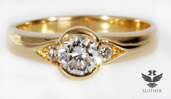 moderner Ring mit 0,61ct. Brillanten TW VVSI 750 Gold Verlobungsring Gr. 53 VVSI