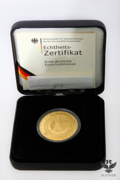 200 Euro Gold 2002 Prägestätte J mit Etui und Zertifikat 1 Unze OZ