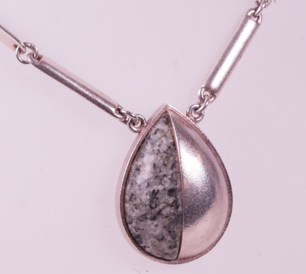 seltenes Lapponia Collier Kette 925 Silber mit Granit weiß Grün