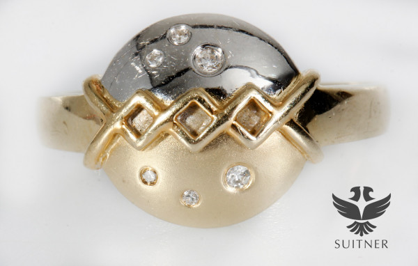 moderner Design Ring mit Diamanten aus 585 Gold Gr. 55,5