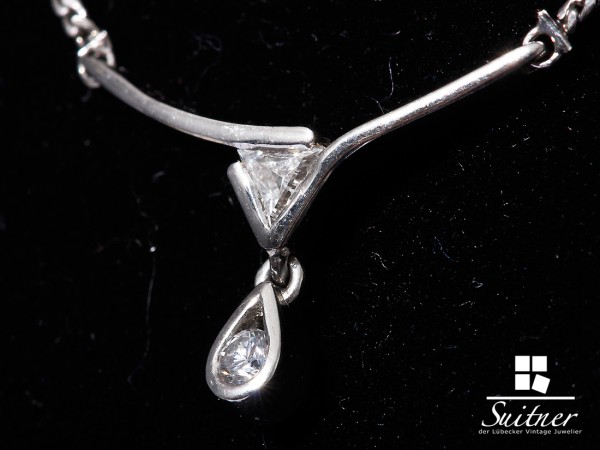 Unikat 950 Platin Brillant Diamant Collier Triangelschliff - exklusive Handarbeit