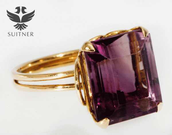 Klassischer 5,77ct. Amethyst Ring 750 Gold Lila mit Farbverlauf Gr. 56