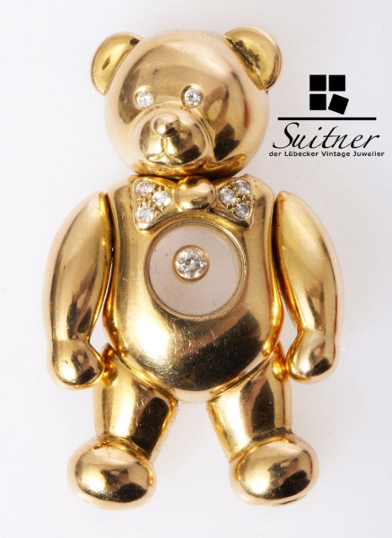 großer Chopard Happy Diamonds Teddybär Bär 750 Gold sehr selten