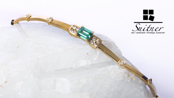 wertvolles Smaragd Brillant Armband aus 750 Gold Handarbeit Emerald